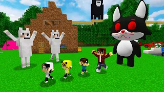 ماين كرافت لكن انا وجيجي وعبوسي وكعبول ساعدنه القط الكيوت فلم ماين كرافت 