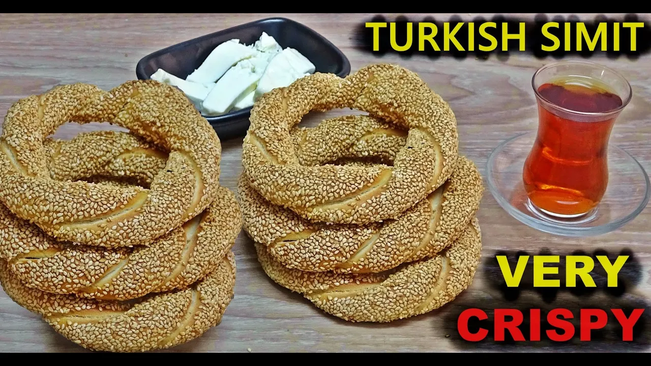 Turkish Simit Recipe   Crispy Bagel with Sesame Seeds   How to make Simit