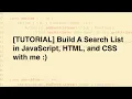 Javascript Tutorial Let s build a search list module