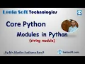Modules in Python string module in Python by Madhu Baswani - Leela Soft Technologies Vijayawada
