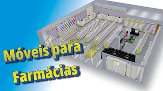 Móveis para Farmácia - Projeto 3D 7220 - Cliente Bruno