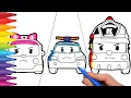 ROBOCAR POLI AMBER and ROY Getting Ready To Go Rescue Team Drawing and Coloring Pages Tim Tim TV