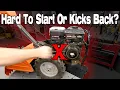 Briggs Stratton Engine Hard To Start Kicks Back Full Diagnosis Easy Fix Pull Start Jerks Back