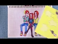 HUNTRIX MIRA WITH TWO BOY FRIENDS ABBY and ROMANCE SAJA BOYS - KPOP DEMON HUNTERS | sticker book diy