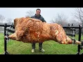 Roasting a Huge Bull on a Steel Spit The Best Meat I ve Tasted