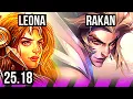 Download Lagu LEONA \u0026 Cassiopeia vs RAKAN \u0026 Ziggs (SUP) | KR Master | 25.18