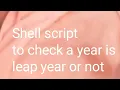 Shell script to check a year is leap year or not User entry program