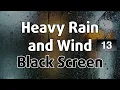 Heavy Rain and Wind Sounds Black Screen - 10 Hours of Countryside Rain for Sleep