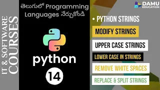Python in Telugu Modify Strings Upper Lower Cases Replace Split the Strings Python in Telugu