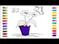 How to Draw Flower with Vase Coloring Pages for Kids Learning s for Children