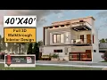 40X40 Feet Duplex House Design with High Roof 1600 Sqft House Plan 12X12 Meters House Design