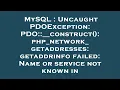 MySQL Uncaught PDOException PDO -