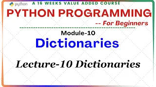 Python Programming for Beginners Module-10 Dictionaries in Python