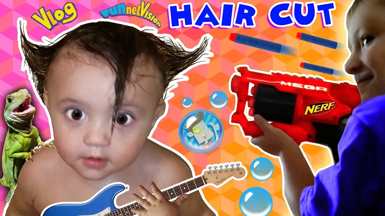 Shawn's 1st Haircut ♪ FUNNY FAILS  Rock N Roll Baby FUNnel Vlog