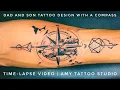 Dad and son tattoo compass tattoo coustom tattoo time lapse tattoo AMY TATTOO STUDIO