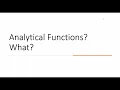 Window Analytic Function in SQL Analytical Function in Oracle Analytical Function practice