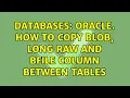 Databases Oracle How to copy BLOB LONG RAW and BFILE column between tables