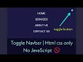 Responsive Navbar with toggle button No JavaScript HTML CSS Only