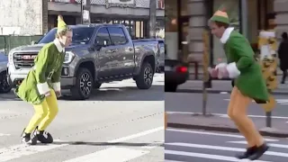 Real Life Buddy the Elf Hops Across Street