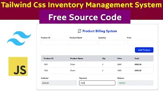 Tailwind Css inventory management system Free source code