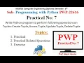 Python Practical-7 Perform Operations on Tuple MSBTE PWP 22616
