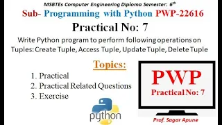 Python Practical-7 Perform Operations on Tuple MSBTE PWP 22616