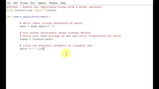 Python Remove all duplicates words from a given sentence