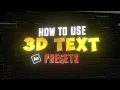 How To Use 3D Text Presets After Effects Tutorial Arena Replays