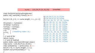 Sort An Array using single for loop in java