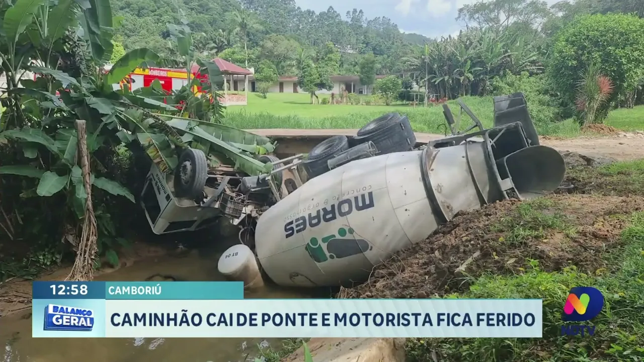 Acidente em Camboriú: Caminhão Cai de Ponte e Deixa Motorista Ferido