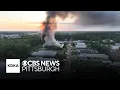 shows aftermath of recycling facility explosion that killed 2 in Ohio