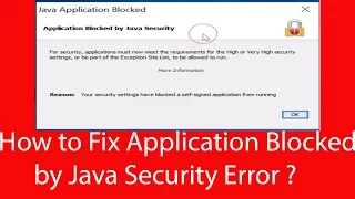 How To Fix - Application Blocked By Java Security Error In Java 8