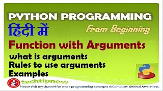 Function with Arguments in Python Programming in Hindi Urdu