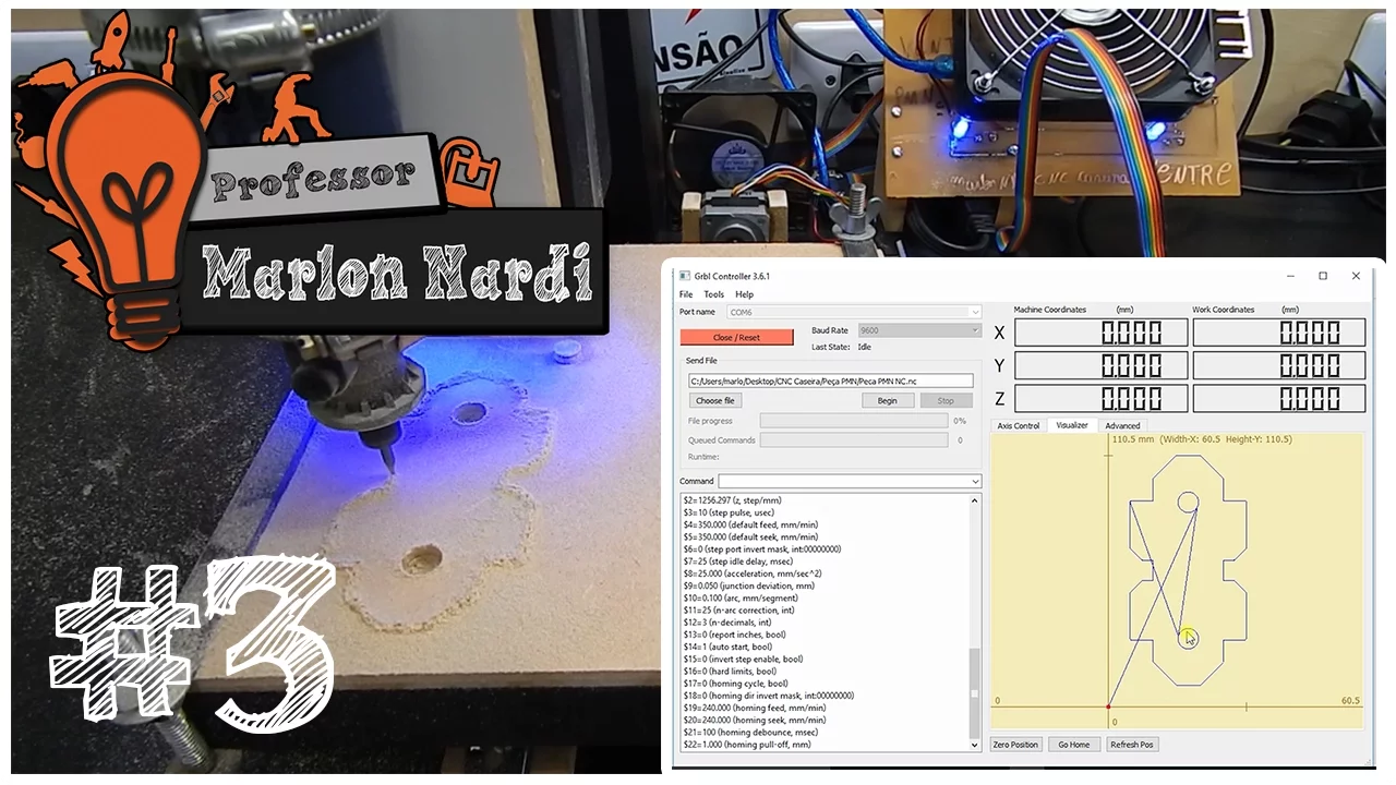 Construa sua CNC Própria CNC #3 | Eletrônica, Software, GRBL, G-code, Makercam e Usinando Peça