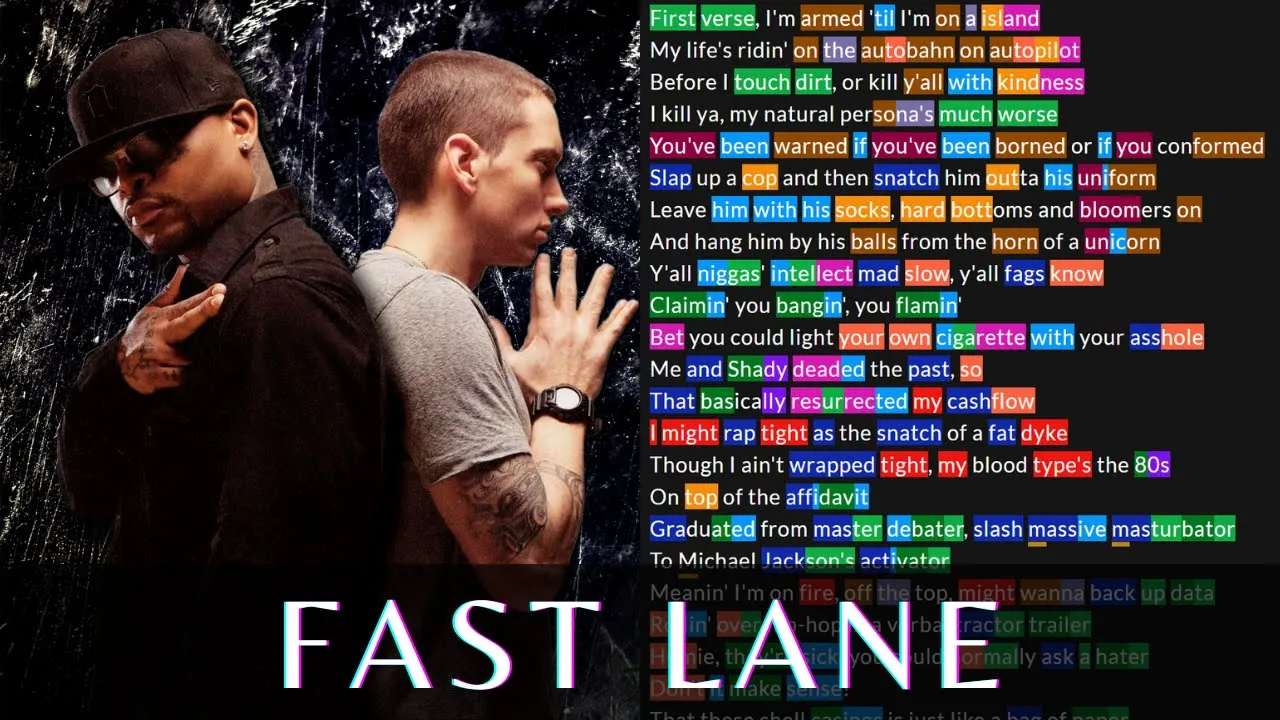 Bad Meets Evil - Fast Lane | Lyrics, Rhymes Highlighted