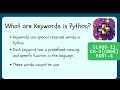 Python Keywords Python Keywords List using Code Class 11 IP CBSE Chapter 3 part4 easy