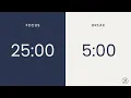 Pomodoro Timer 4 x 25 min Focus Study Reflection Productivity