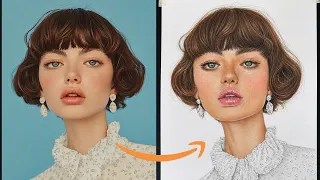 Draw a Beautiful Color Portrait Like a Pro | FREE 60-Day Drawing Course 🎨 - Day 56