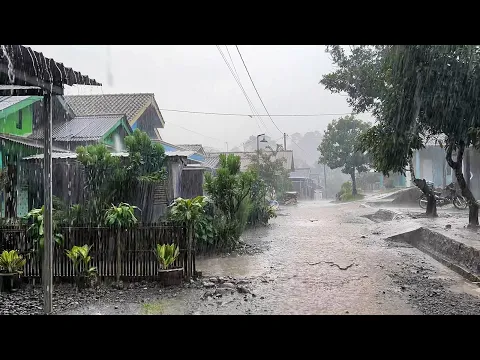 Download MP3 Heavy rain in remote Indonesian villages||thunder and strong winds||time to sleep