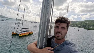 Oops! Dropped drill with drill bit in my leg at 30ft height Sailing the East Caribbean