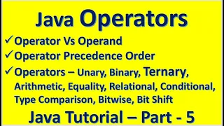 Java Operators Precedence Binary Ternary Arithmetic Bitwise Java Tutorial - Part