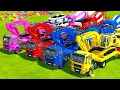 Download Lagu Four Trucks Transporting McQueen with Flatbed Trailers | Cars vs Speedbump vs Train vs Pothole FS22