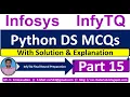 InfyTQ Python DS MCQs InfyTQ 2023 Python MCQs Python MCQs Solution Explanation Part-15