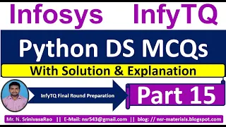 InfyTQ Python DS MCQs InfyTQ 2023 Python MCQs Python MCQs Solution Explanation Part-15