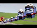 Download Lagu Big \u0026 Small Crazy Frog the Tank Engine vs Iron Man Train | BeamNG.Drive