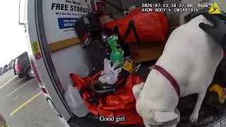 BPD Officer rescues pets left in the back of a hot moving truck