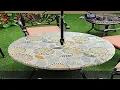 LIBERECOO Round Tablecloth with Umbrella Hole - Stain Resistant Waterproof Flannel Backed Vinyl Fi