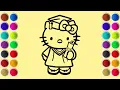 How to Coloring Hello Kitty is Graduating Colorful Using Colored Sand Sand Painting Coloring Page