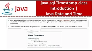 java sql Timestamp class Introduction Java Date and Time