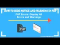 How to hide warning messages in PHP How to hide Notice in php